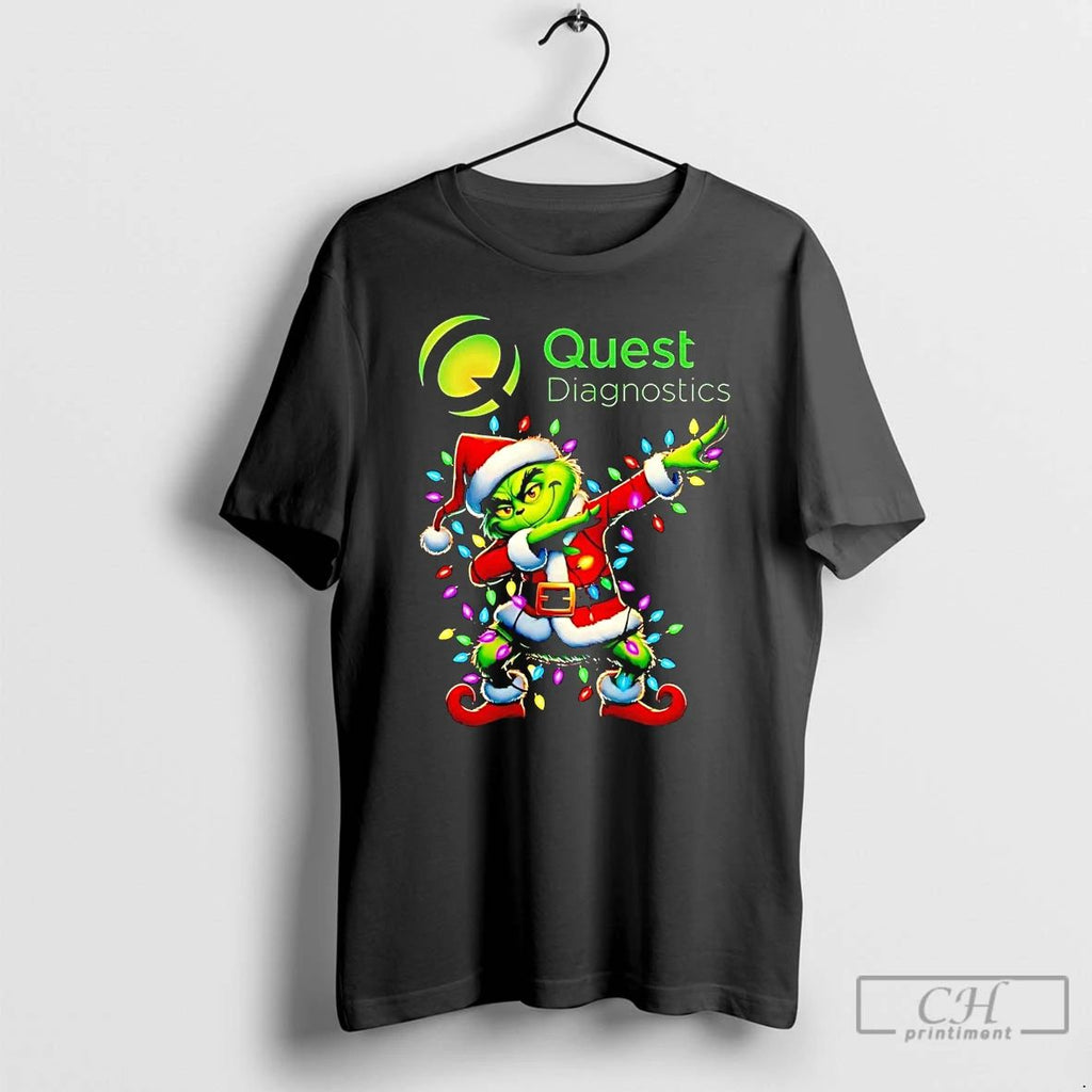 Classic Santa Grinch Dabbing Quest Diagnostics Christmas Light T Shirts