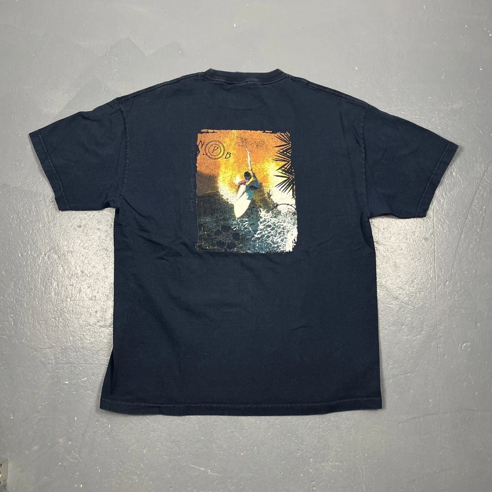 Vintage Y2K Newport Blue Dbl Sided Surf Tshirt Blue XL Beach Casual Summer VTG