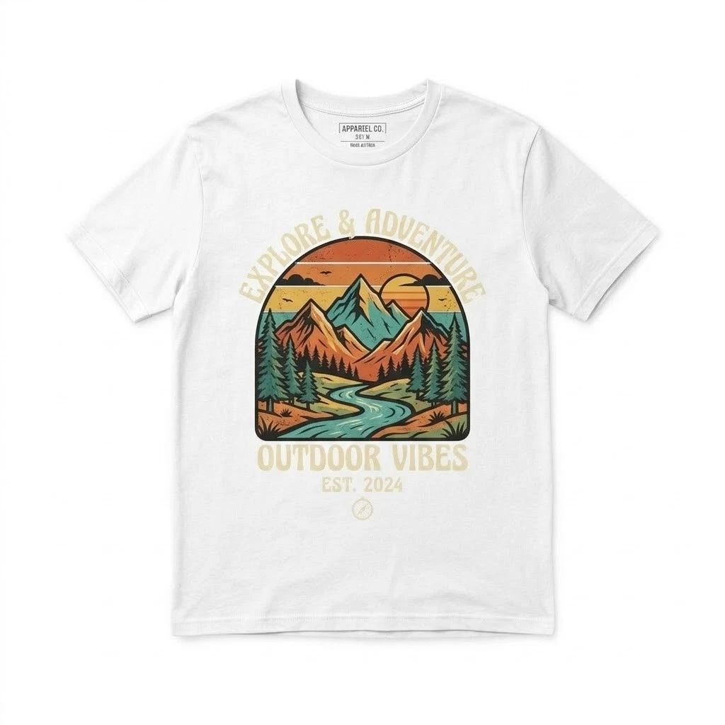 Outdoor Vibes Mountain T-Shirt Vintage Explore Adventure Hiking Camping Nature T