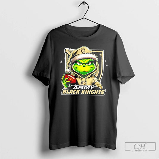 Premium Grinch Is Holding A Ball And Smiling At Army Black Knights Fans Christmas