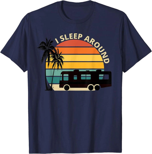 I Sleep Around Bus Beach Colors Sunset Friends Travel Unisex T-Shirt
