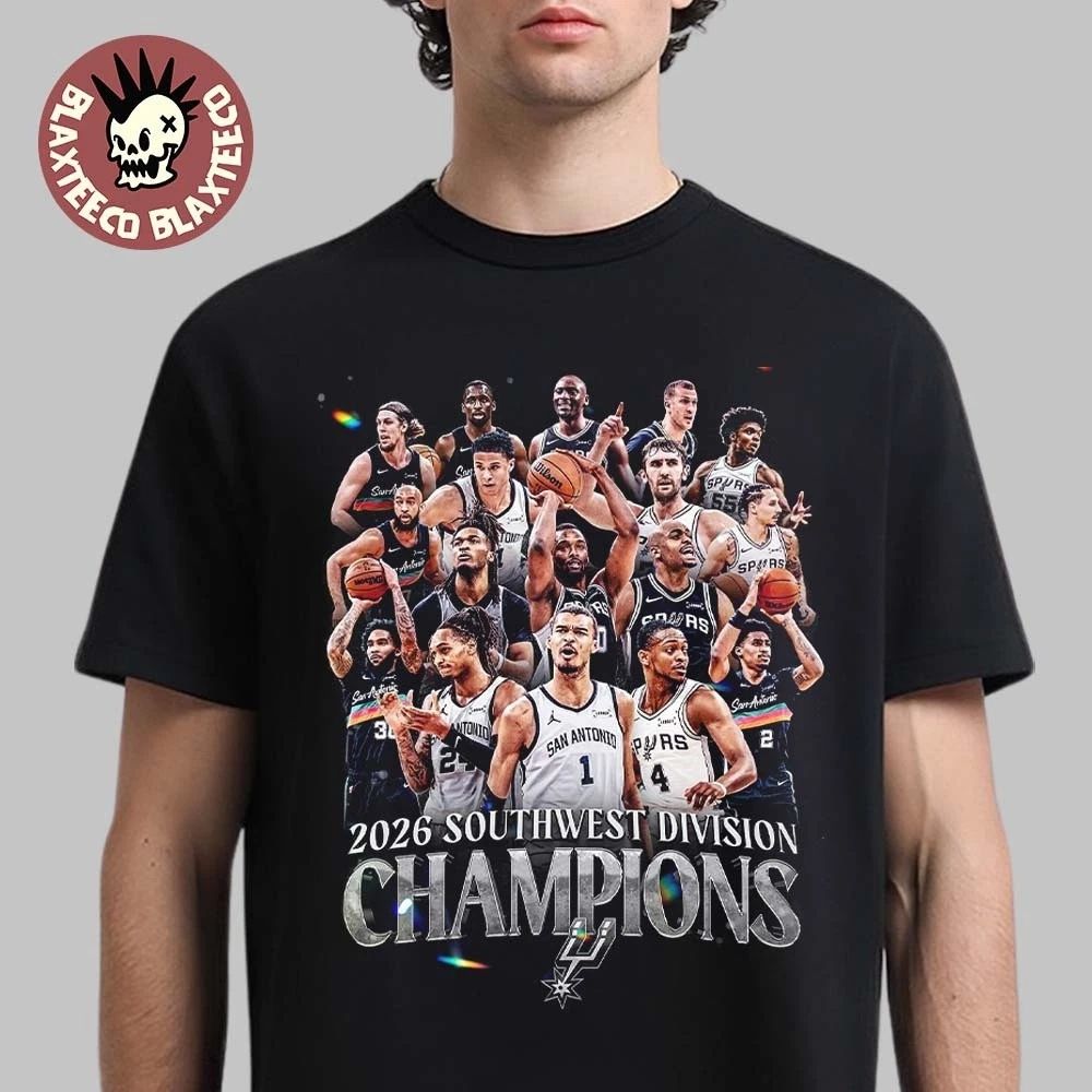 San Antonio NBA 2026 Southwest Division Champions Team Members T-Shirt