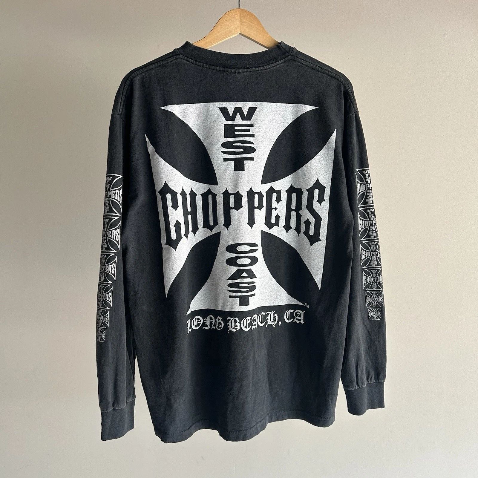 Vintage BOOT West Coast Choppers White Jesse Who T Shirt XL Longsleeve Black