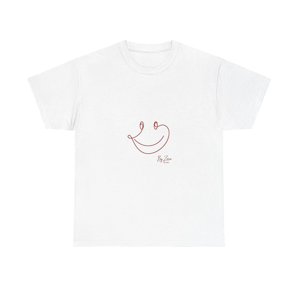 Red Minimal Smile Line Art Tee | Cute Face Graphic T-Shirt