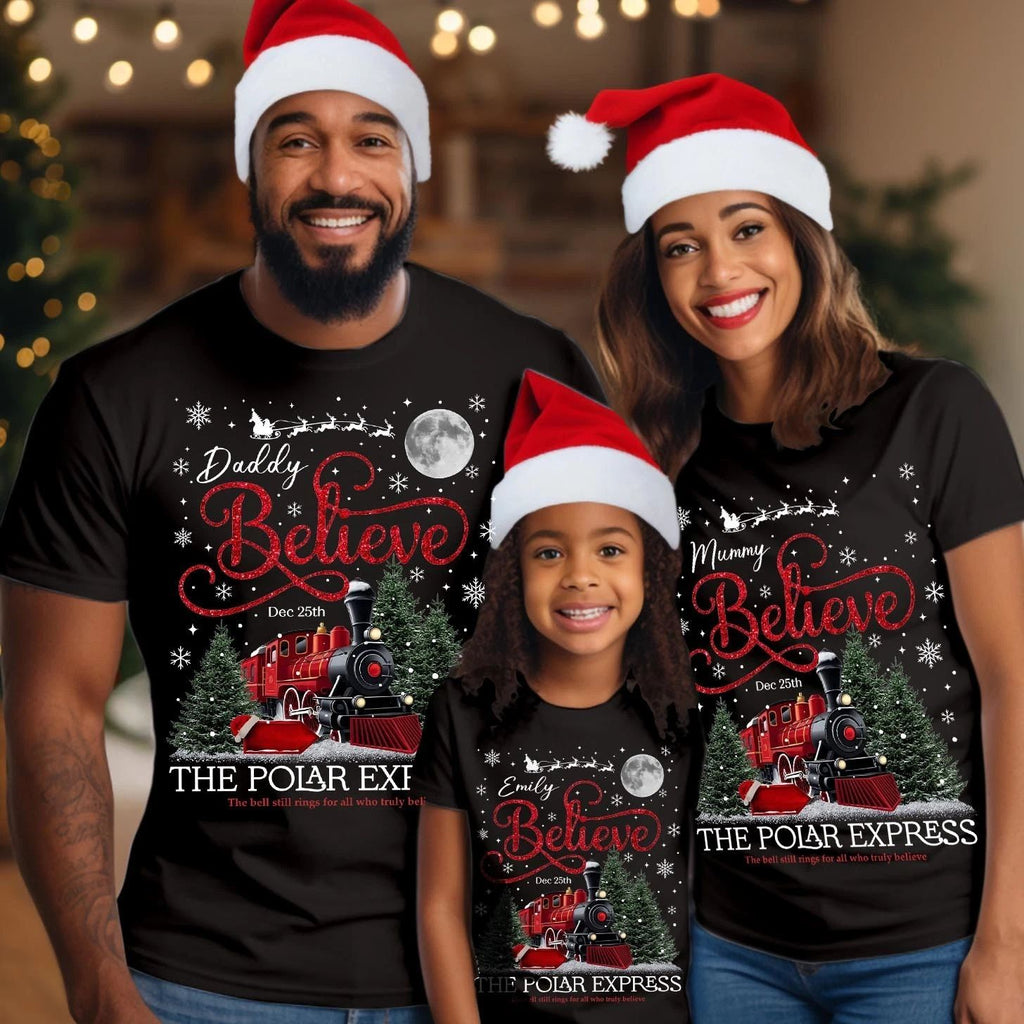 Personalised Polar Express Believe Shirt Sweatshirt Custom Christmas Jumper X-42