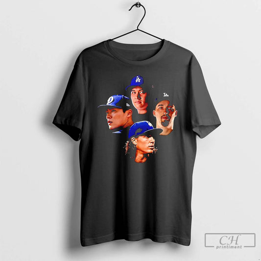 Classic La Dodgers Core Team 4 Aces Portrait T Shirts