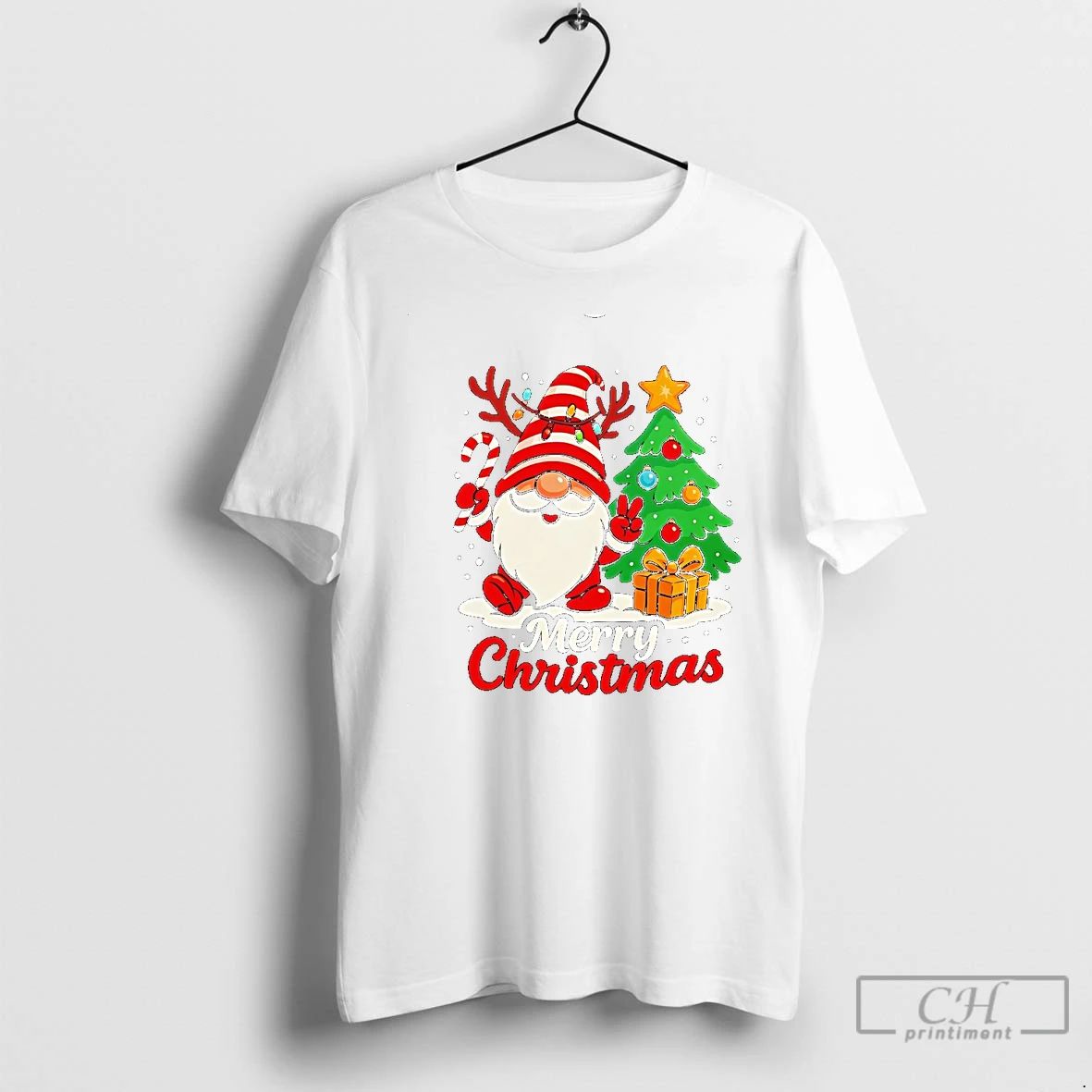 Classic Cute Gnome Merry Christmas Xmas Tree T Shirts
