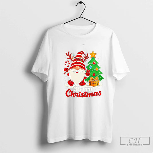 Classic Cute Gnome Merry Christmas Xmas Tree T Shirts