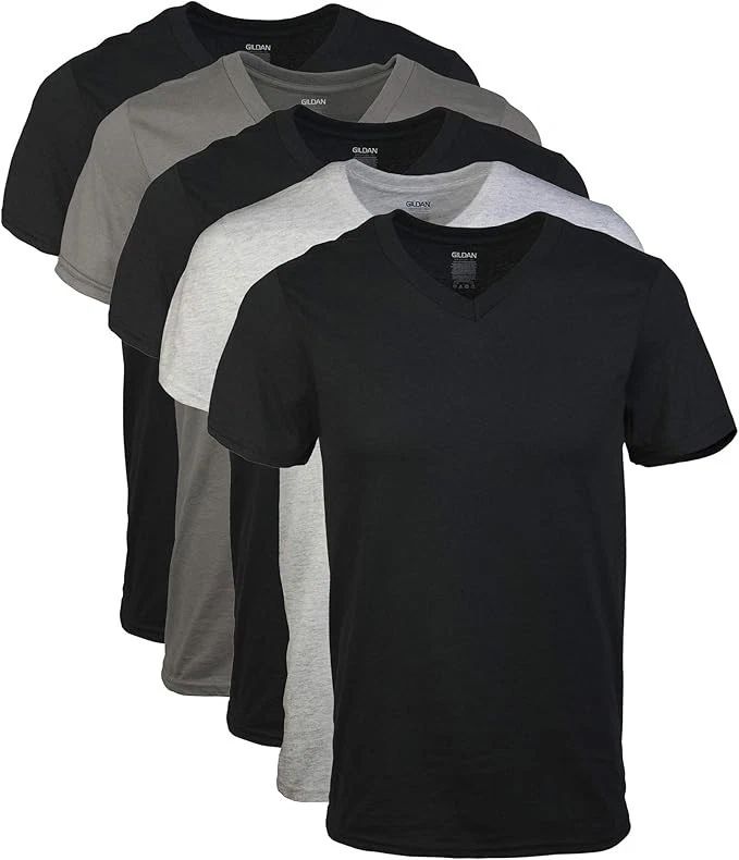 Gildan Men's V-Neck T-Shirts, Multipack, Style Undershirt Taped Neck & shoulder