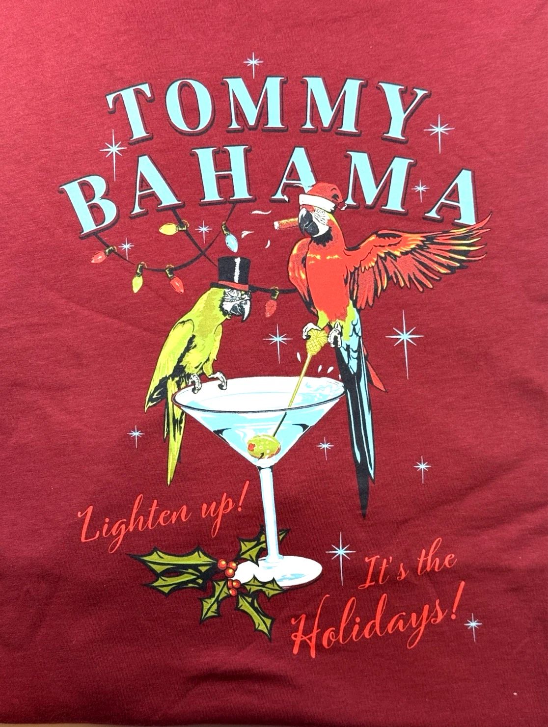 Authentic Tommy Bahama Men's Graphic T / Sangria Red / Pocket / LIGHTEN UP