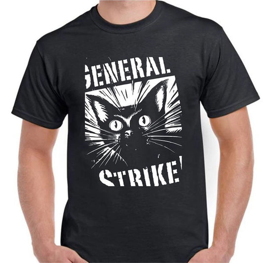 Industrial Workers General Strike Cat Anti Fascist Union IWW T shirt Tee