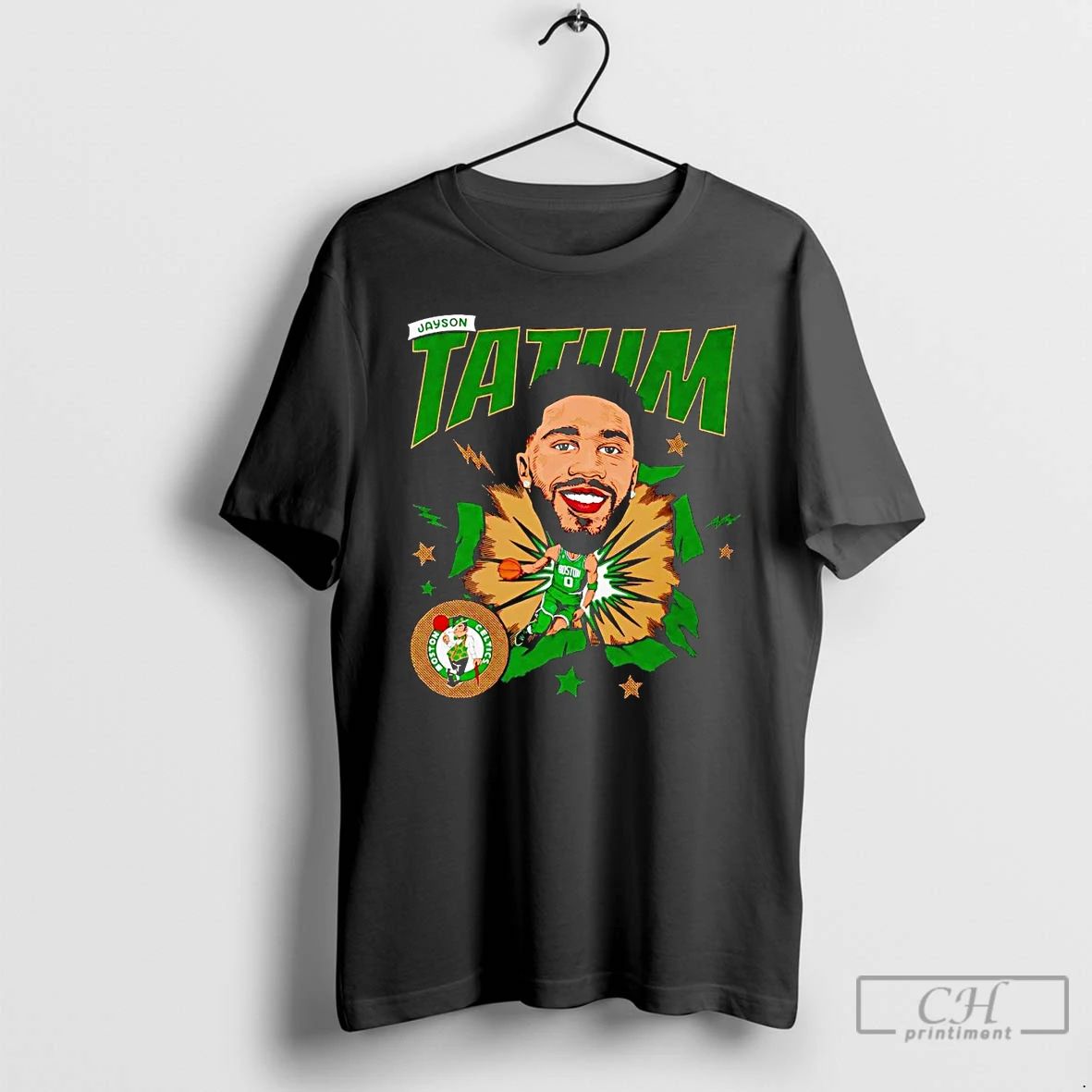 Classic Jayson Tatum Big Head Caricature Celtics T Shirts