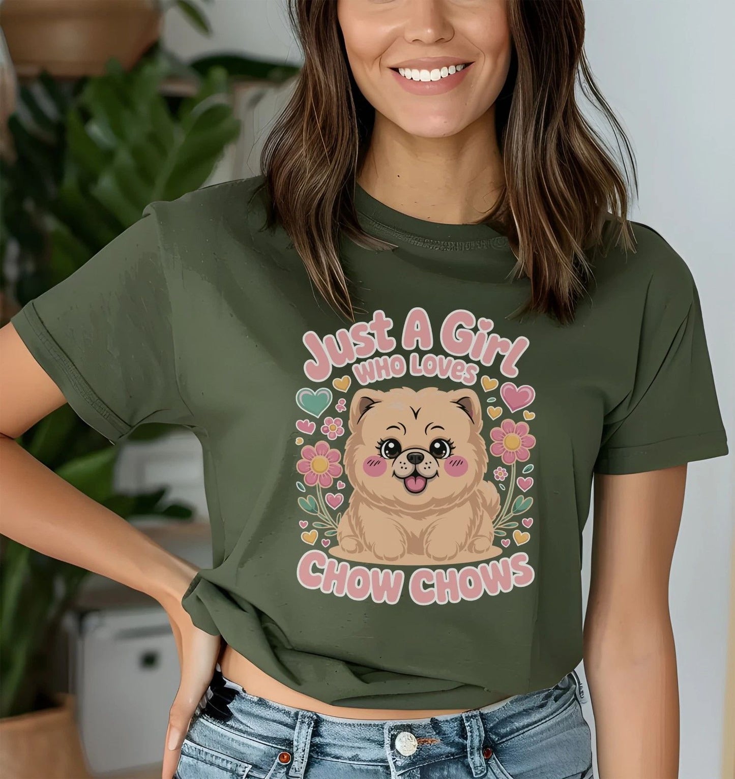 Just a Girl Who Loves Chow Chows T-Shirt, Cute Dog Lover Gift Tee for Women