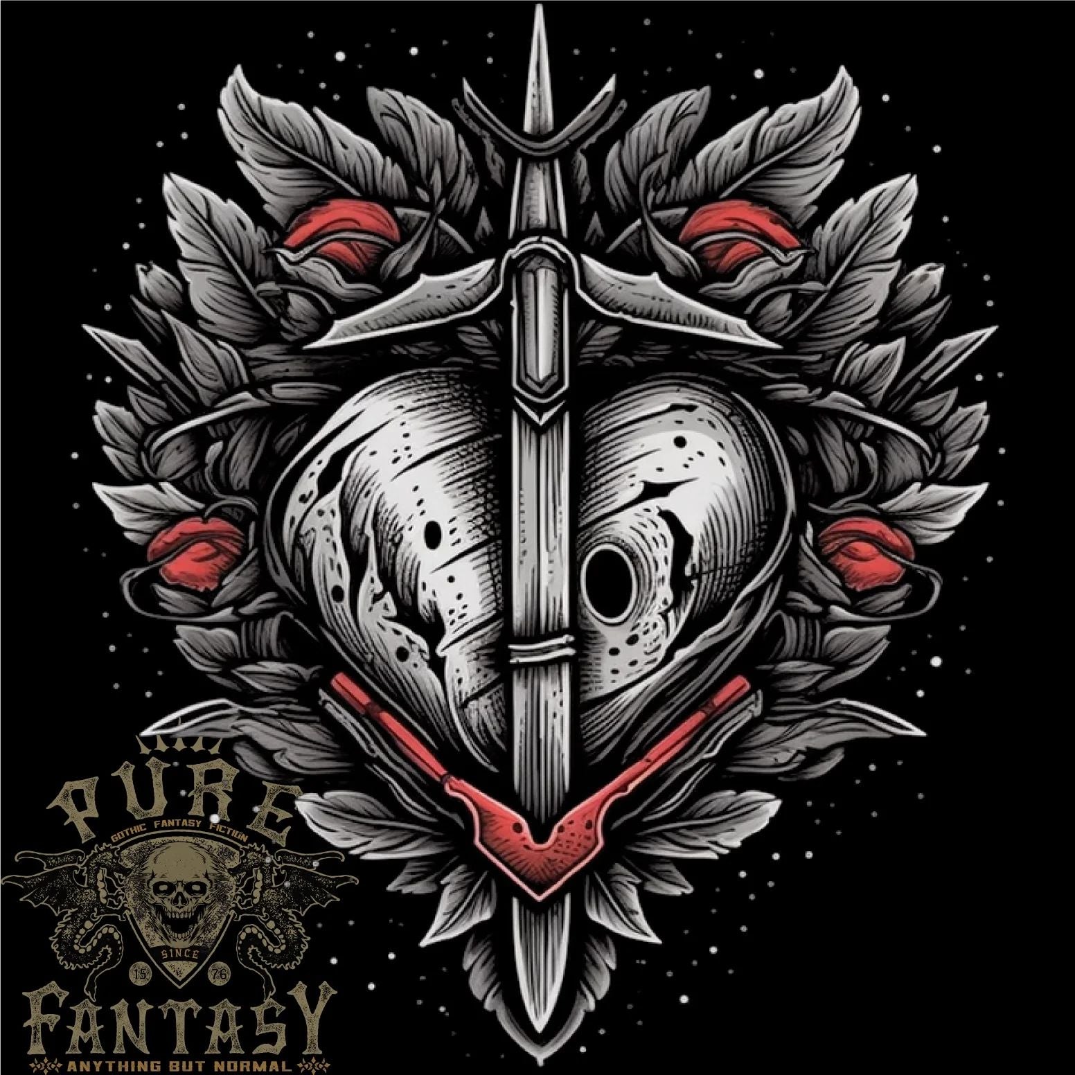 Fantasy Heart & Sword Mens Cotton T-Shirt Tee Top