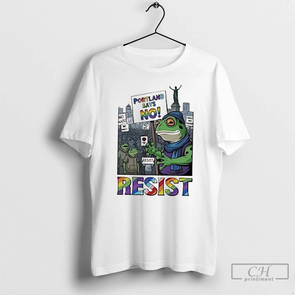 Classic Portland Says No Resist Frog Protest Anti Ice Anti Fascism T Shirts