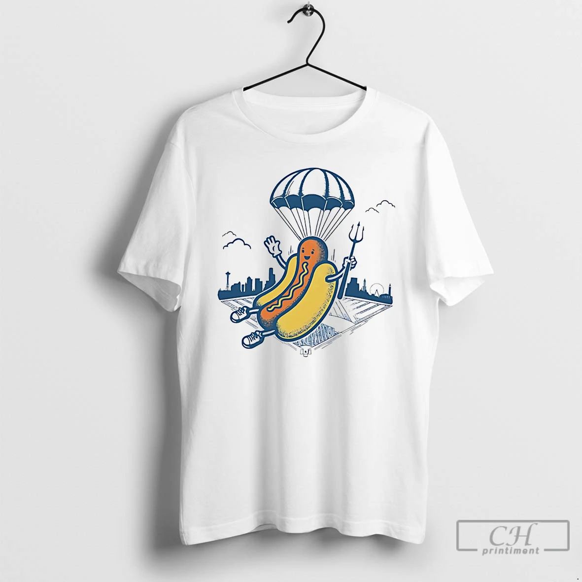 Classic Seattle Mariners Parachuting Hot Dog T Shirts
