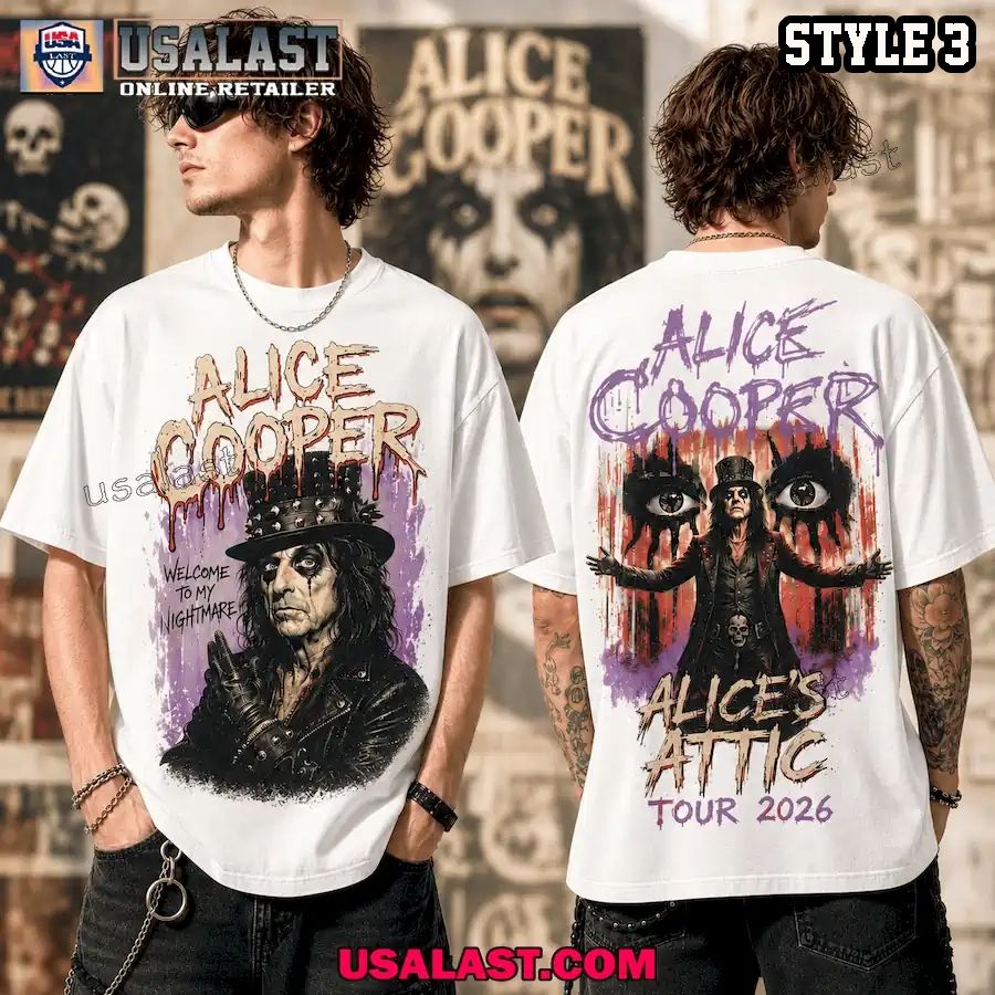 Alice Cooper Alice’s Attic Tour 2026 Vintage Horror Graphic 3D T-Shirt
