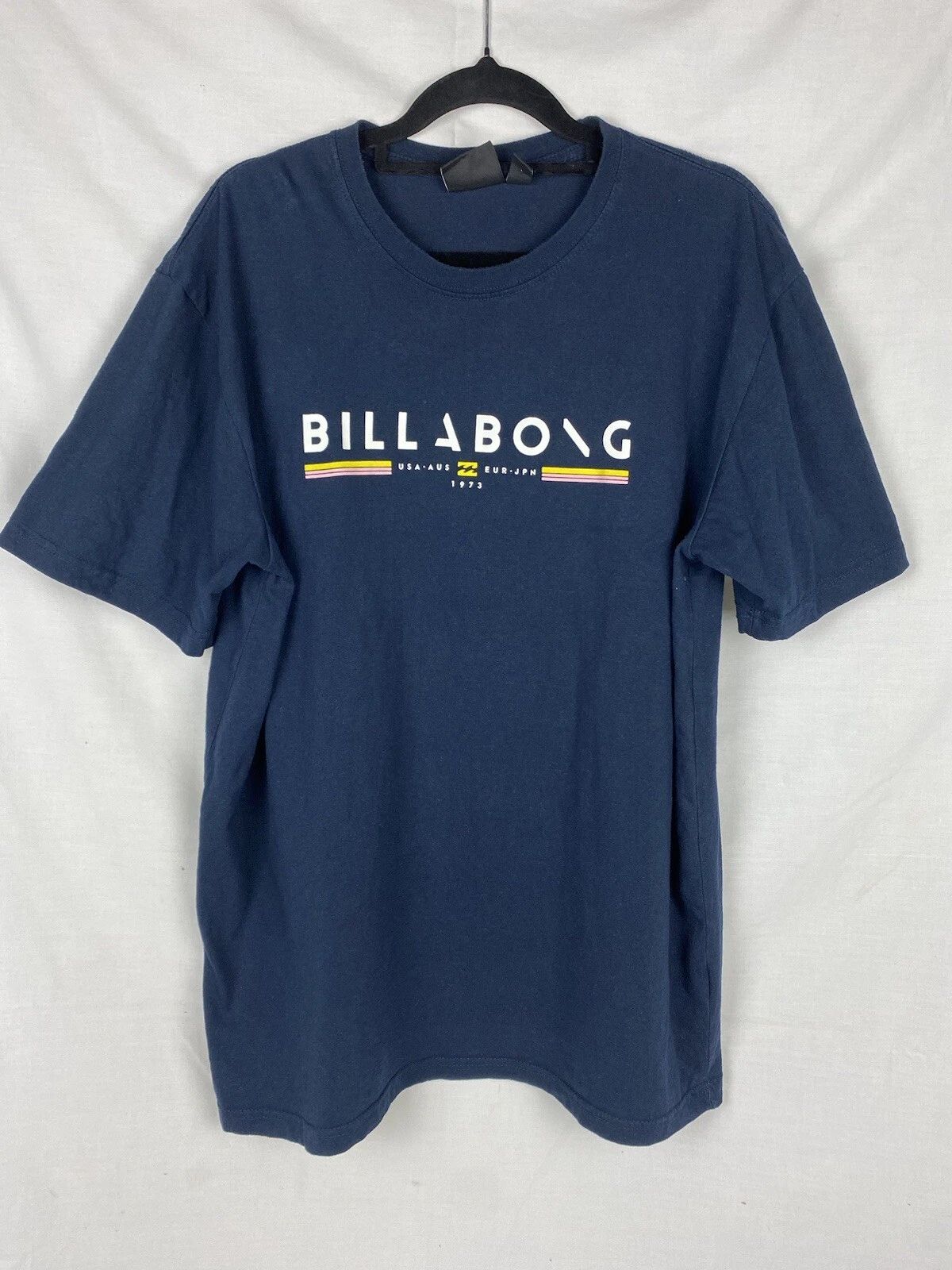 Billabong T Shirt Mens Large Blue Slim Fit Casual Logo Beach Surf Outdoors Adult