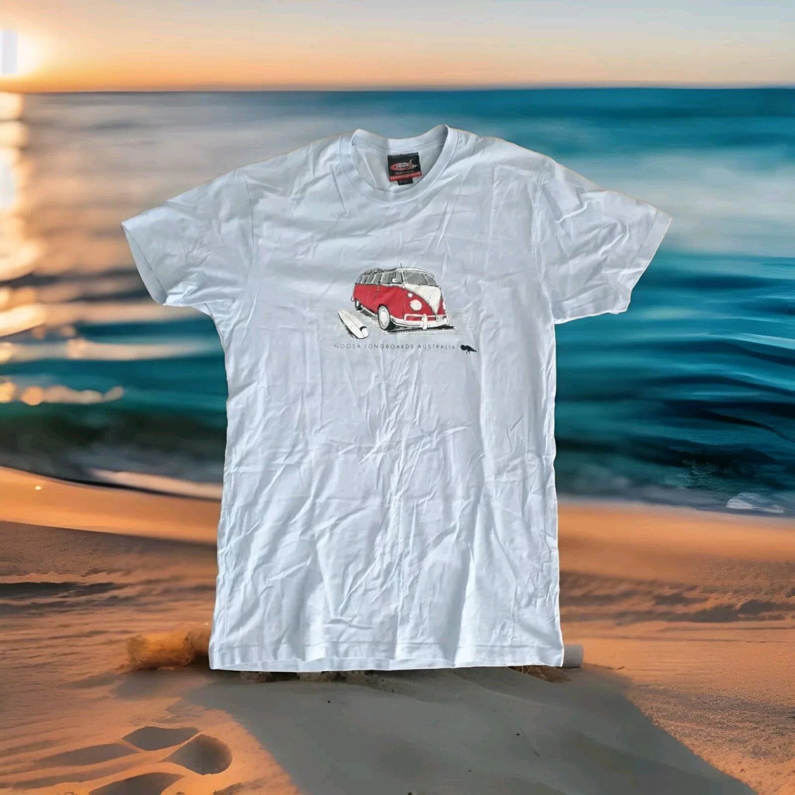 Noosa Longboards Mens Light Blue Beach Surfing Travel Short Sleeve T Shirt Sz M