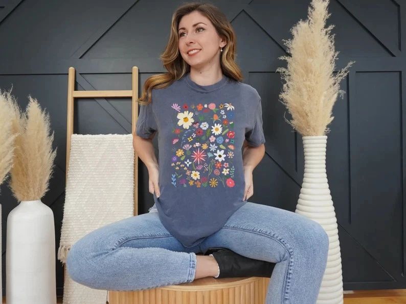 Cottagecore Floral Comfort Tee Aesthetic Soft Cotton Shirt