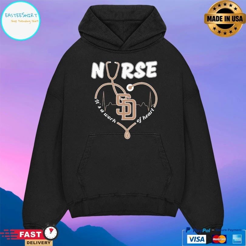 San Diego Padres Nurse It’s A Work Of Heart Stethoscope Shaped Heart T-shirt