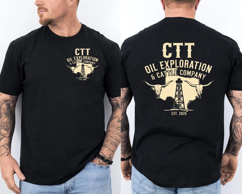 Retro CTT Oil Exploration And Cattle EST 2026 For Men Women Front & Back T-Shirt