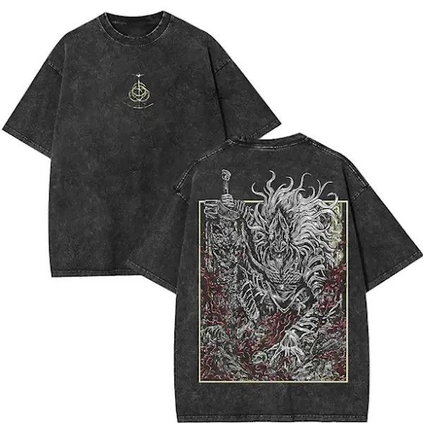 Maliketh Black Blade T-Shirt – Elden Ring Washed Tee Dark Fantasy Gamer Merch