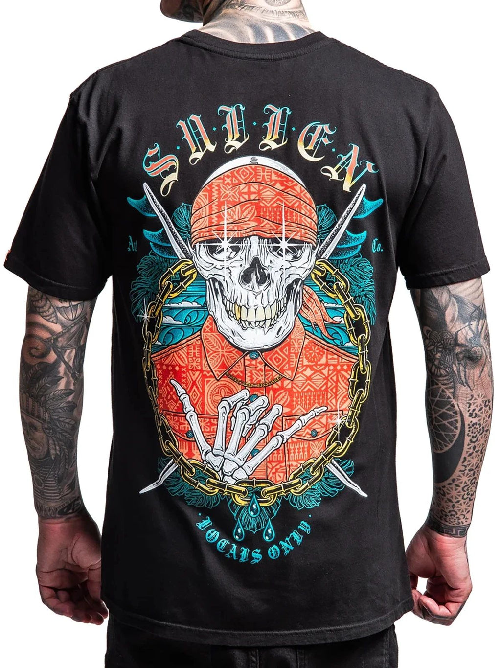 Sullen Men's Locals Short Sleeve Premium T-shirt Skull Skeleton Horns Tattoo Tee