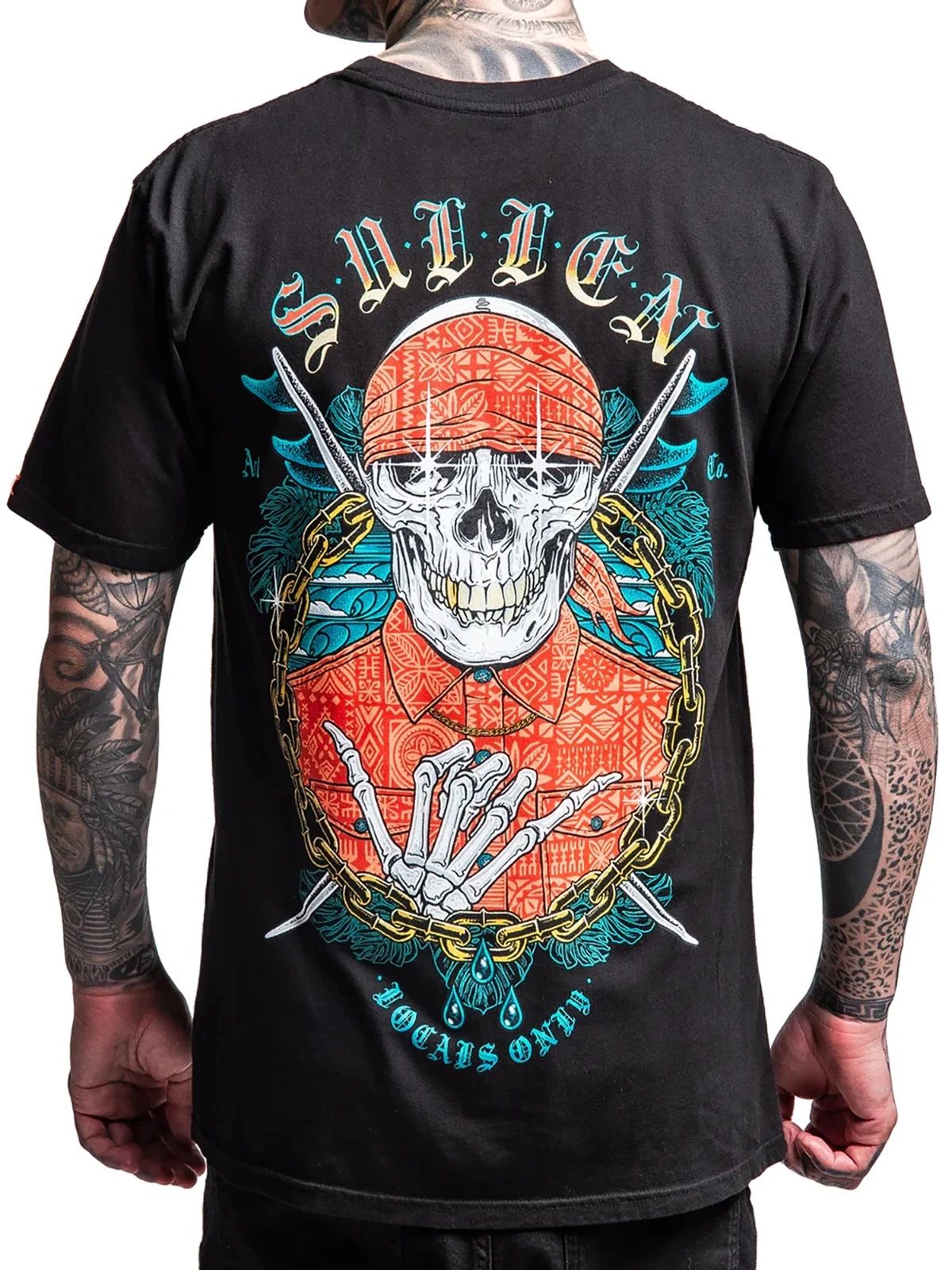 Sullen Men's Locals Short Sleeve Premium T-shirt Skull Skeleton Horns Tattoo Tee
