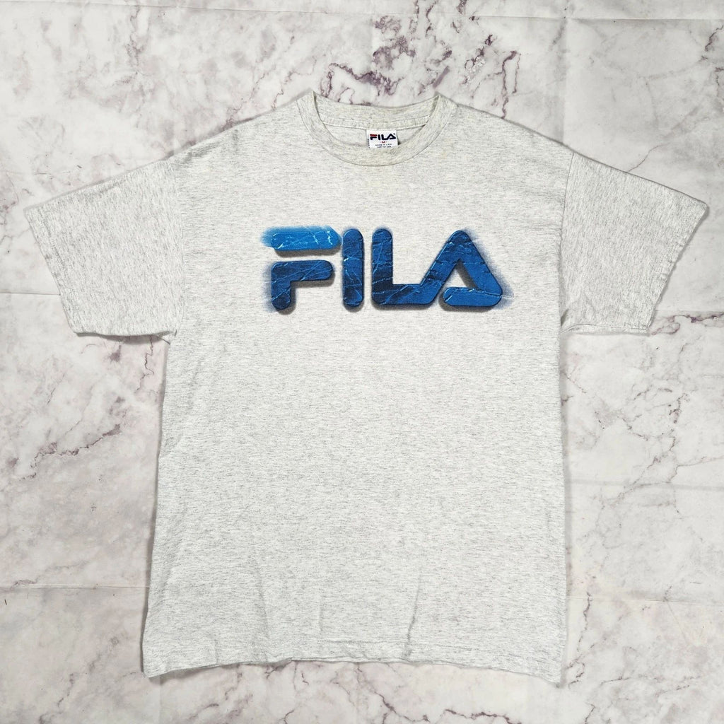 Vintage Fila Logo Graphic T Shirt Grey Size M - 90s 00s Made in USA