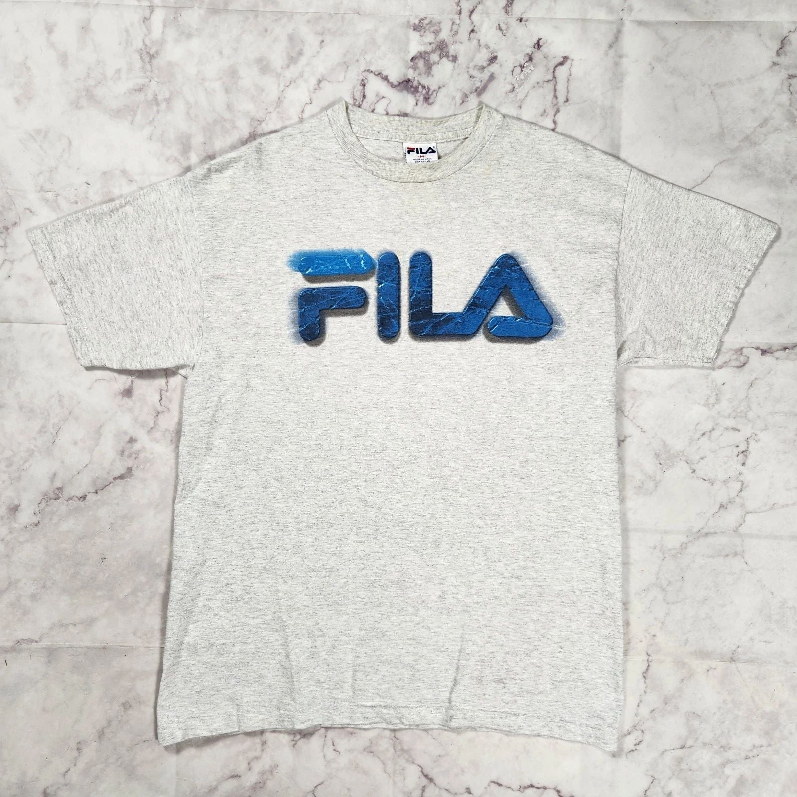 Vintage Fila Logo Graphic T Shirt Grey Size M - 90s 00s Made in USA
