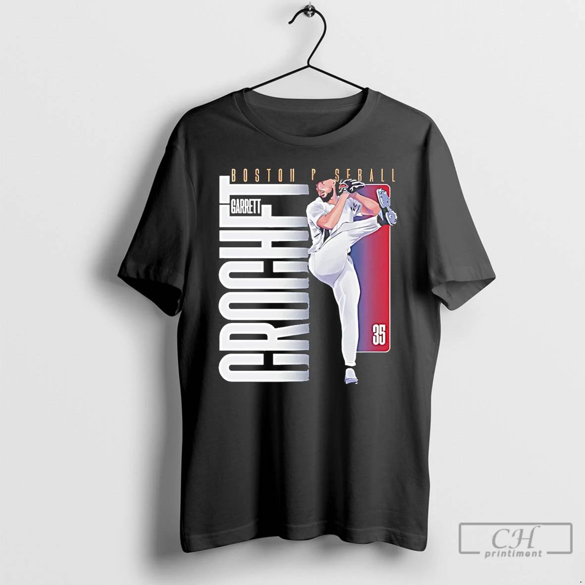 Premium Garrett Crochet Boston Red Sox Vertical Name Graphic T Shirts