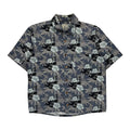 Roundtree & Yorke Floral Hawaiian Shirt - Medium Blue Cotton