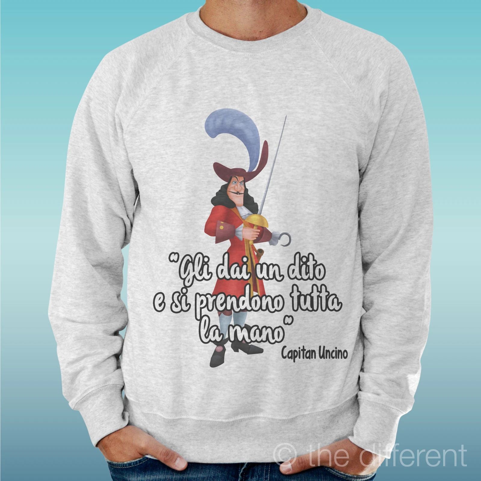 Felpa Man Light Sweater Light Grey Quote Funny Captain Hood