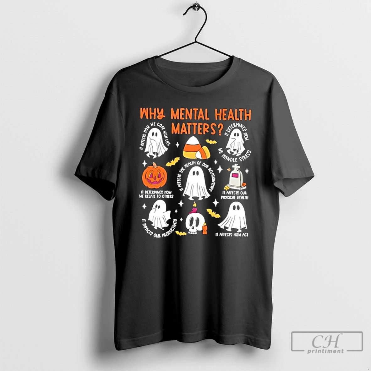 Classic Mental Health Ghost Halloween Therapist School T Shirts