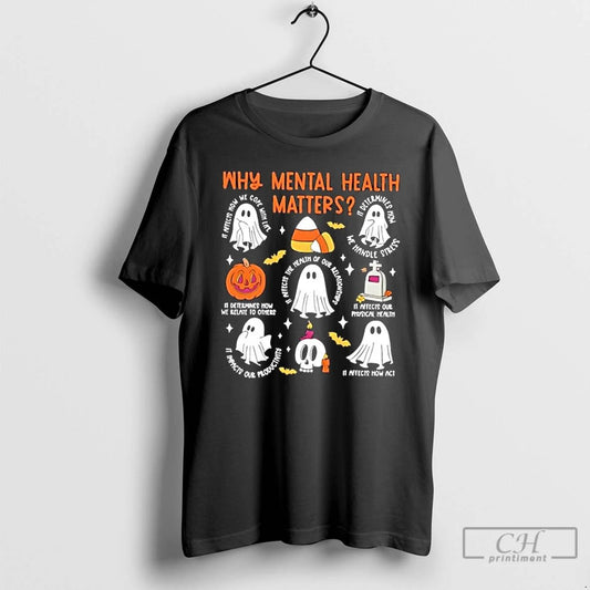 Classic Mental Health Ghost Halloween Therapist School T Shirts