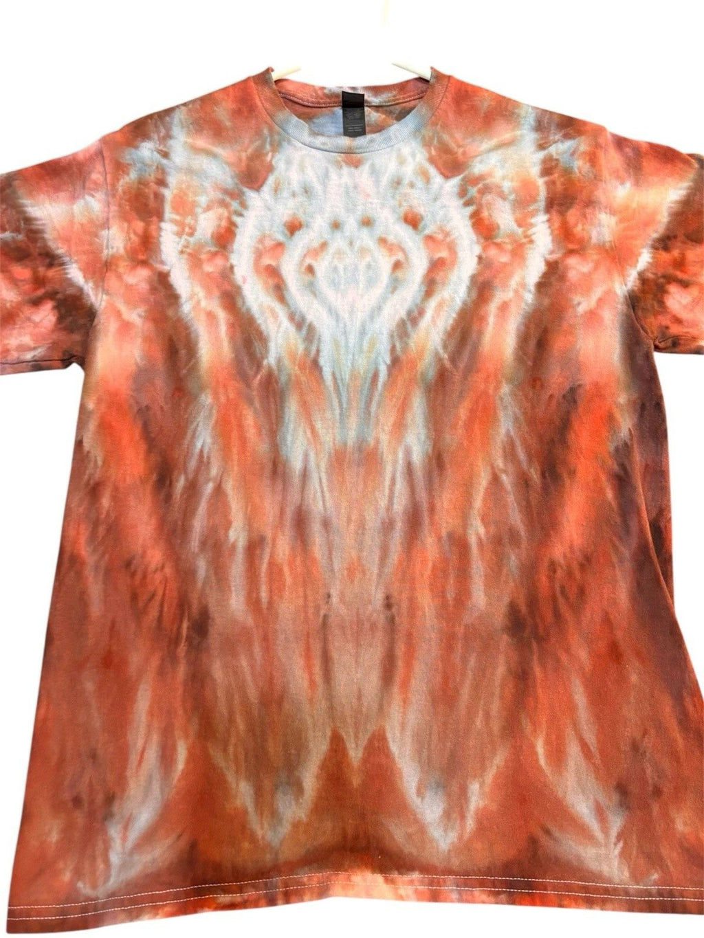 Handmade Ice Dye Adult Medium T Shirt Terracotta/blue Festival Boho