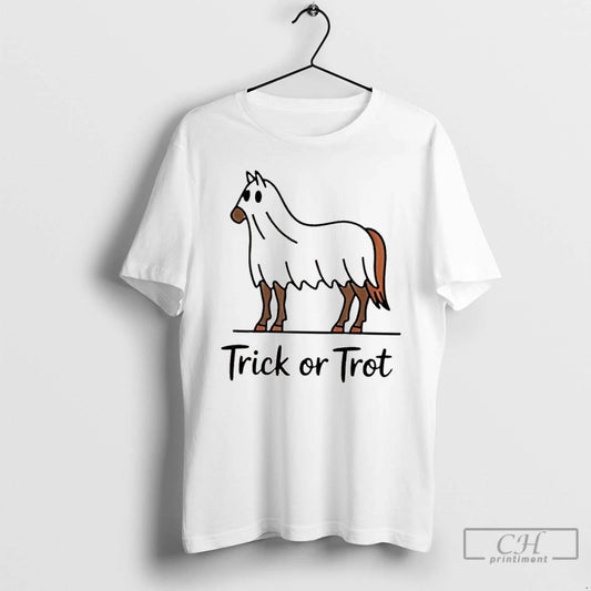 Classic Trick Or Trot Halloween Horse Lover Cute Ghost Horse T Shirts