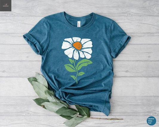 Boho Daisy Flower Botanical Comfort Tee Shirt Nature Lover Gift Top