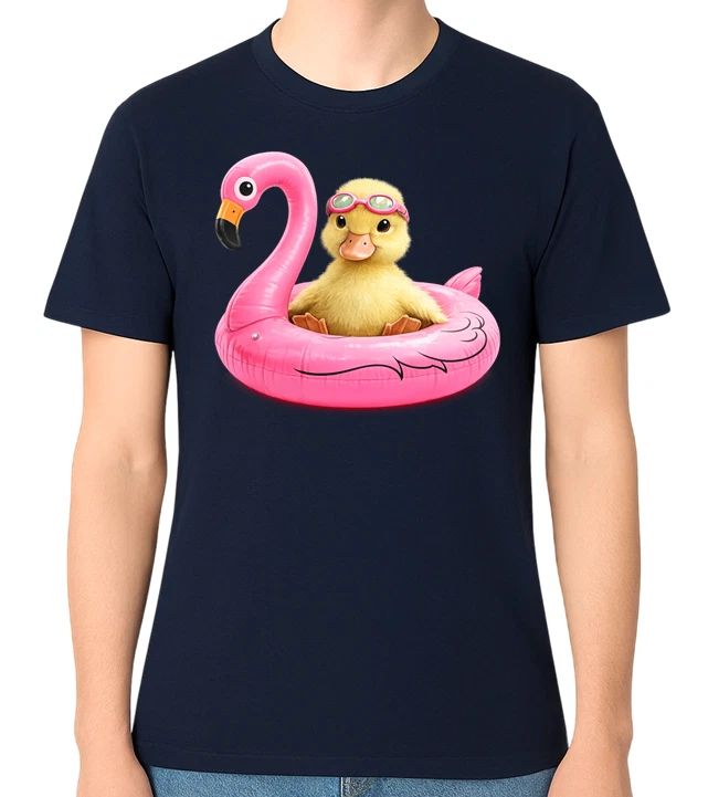 Cute Duck Flamingo Float T-Shirt Funny Summer Animal Graphic Unisex Tee