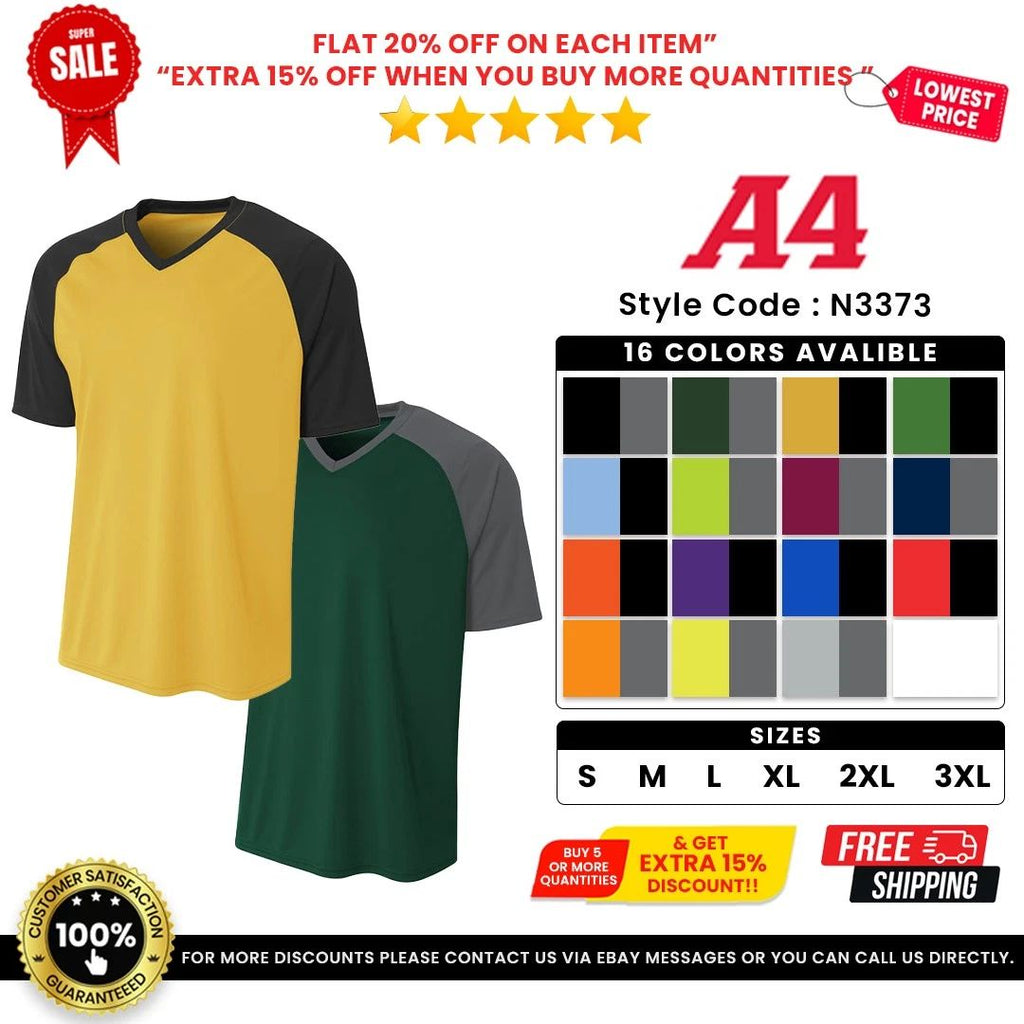 A4 Short Sleeve Moisture Wicking Dri-Fit Strike Raglan Jersey T-Shirt - N3373
