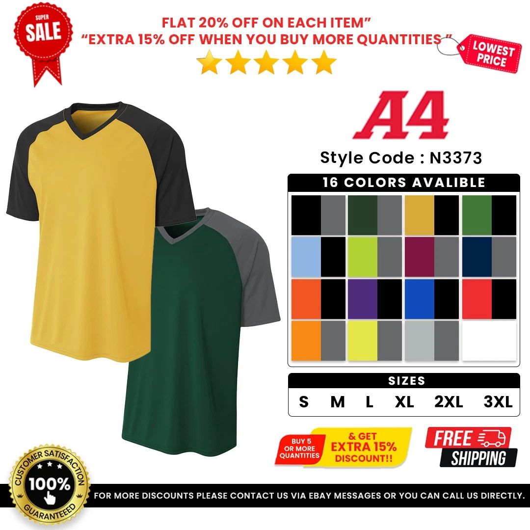 A4 Short Sleeve Moisture Wicking Dri-Fit Strike Raglan Jersey T-Shirt - N3373