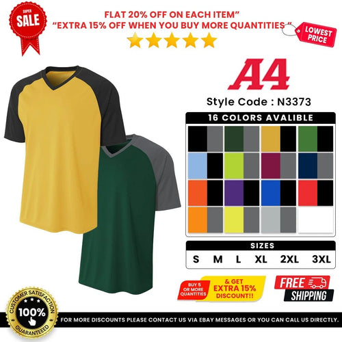 A4 Short Sleeve Moisture Wicking Dri-Fit Strike Raglan Jersey T-Shirt - N3373