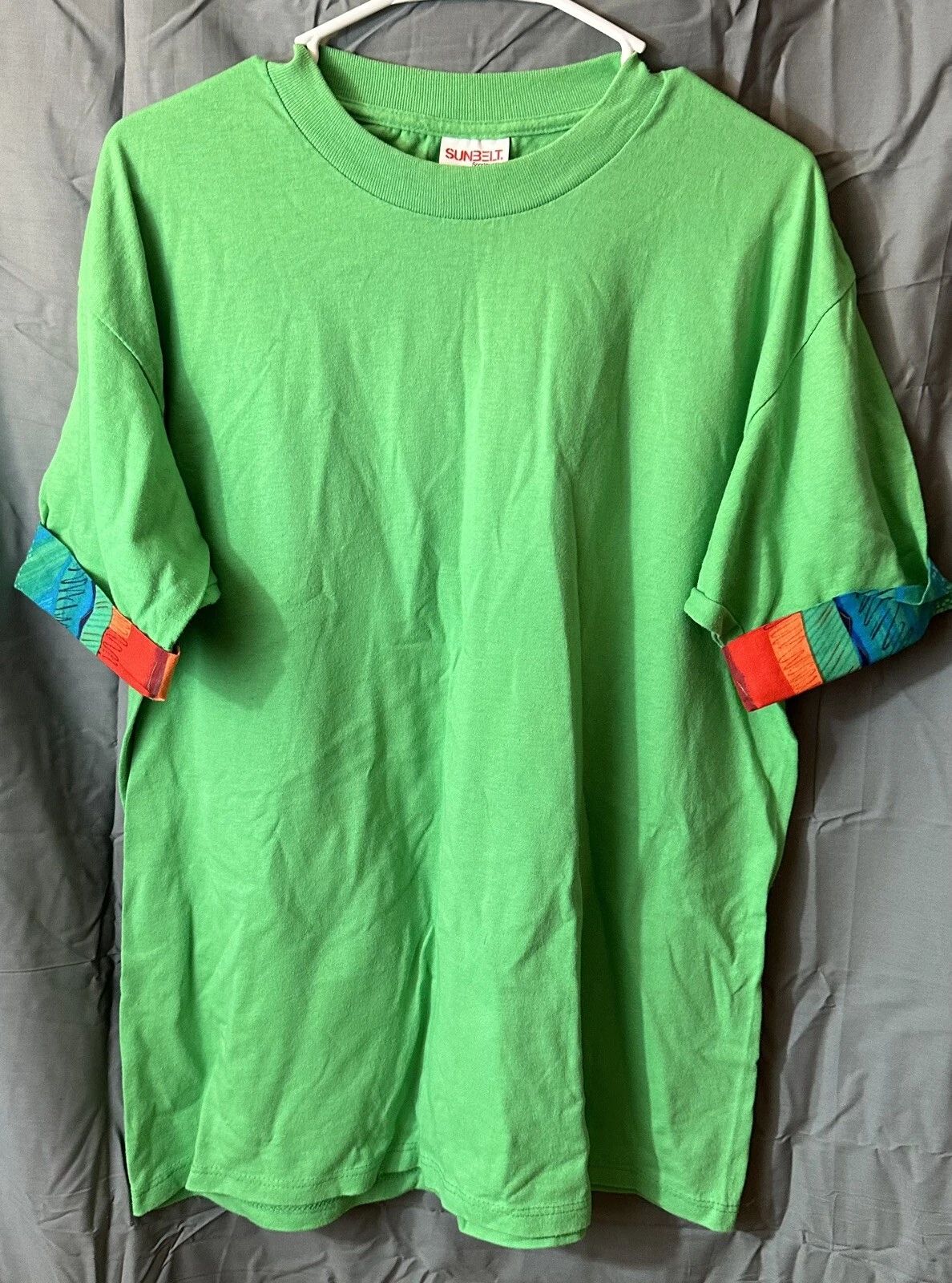 Vtg Sunbelt Sportswear T-shirt Flor Sleeve Surf Skate 90s Large Green
