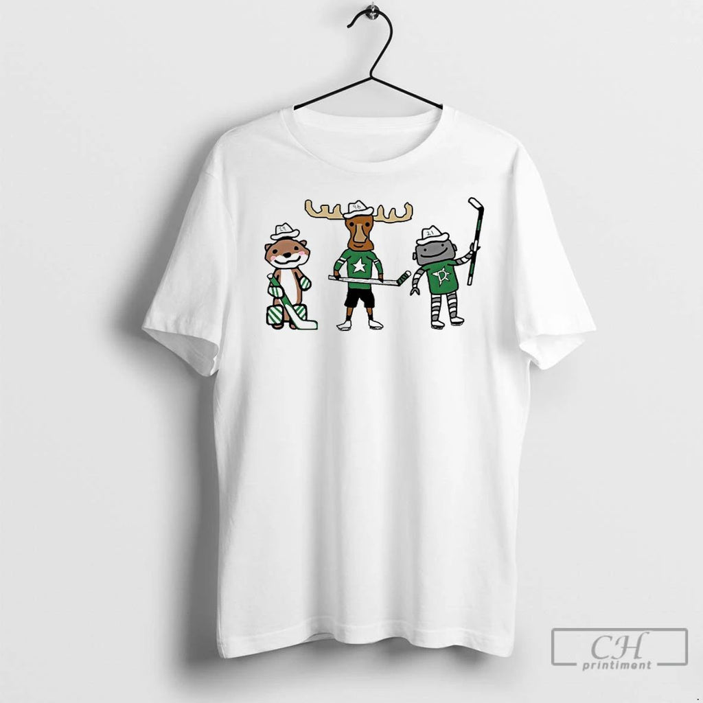 Premium Jake Oettinger Otter Mikko Rantanen Moose And Jason Robertson Robo Guys Dallas Stars Mascot