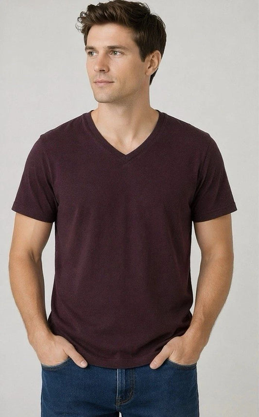 Banana Republic Men’s V-Neck T-Shirt Size XL | Burgundy Heather Tee | Pre-Owned