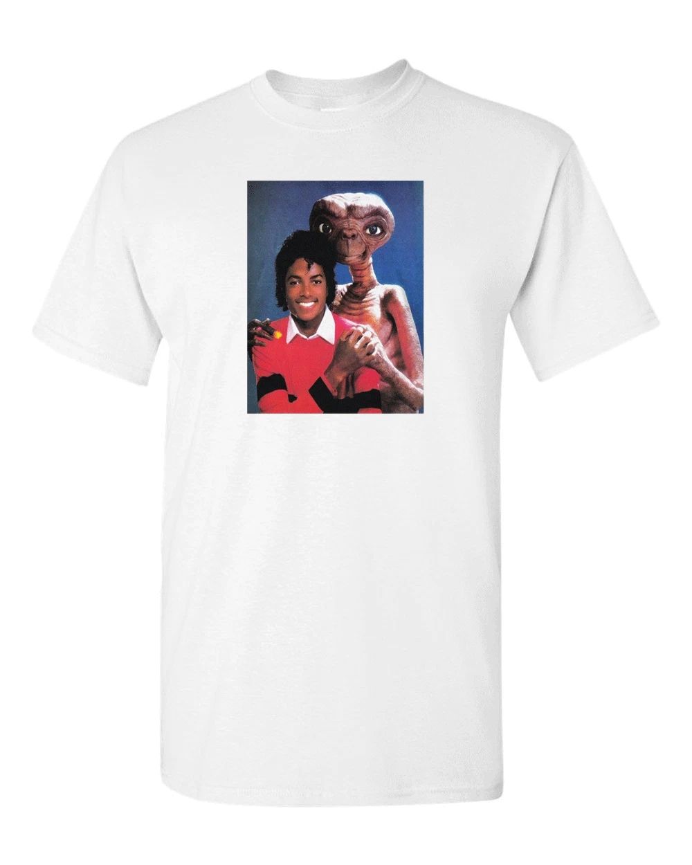MICHAEL JACKSON & E.T WHITE T-SHIRT SIZE S-3XL VINTAGE RETRO