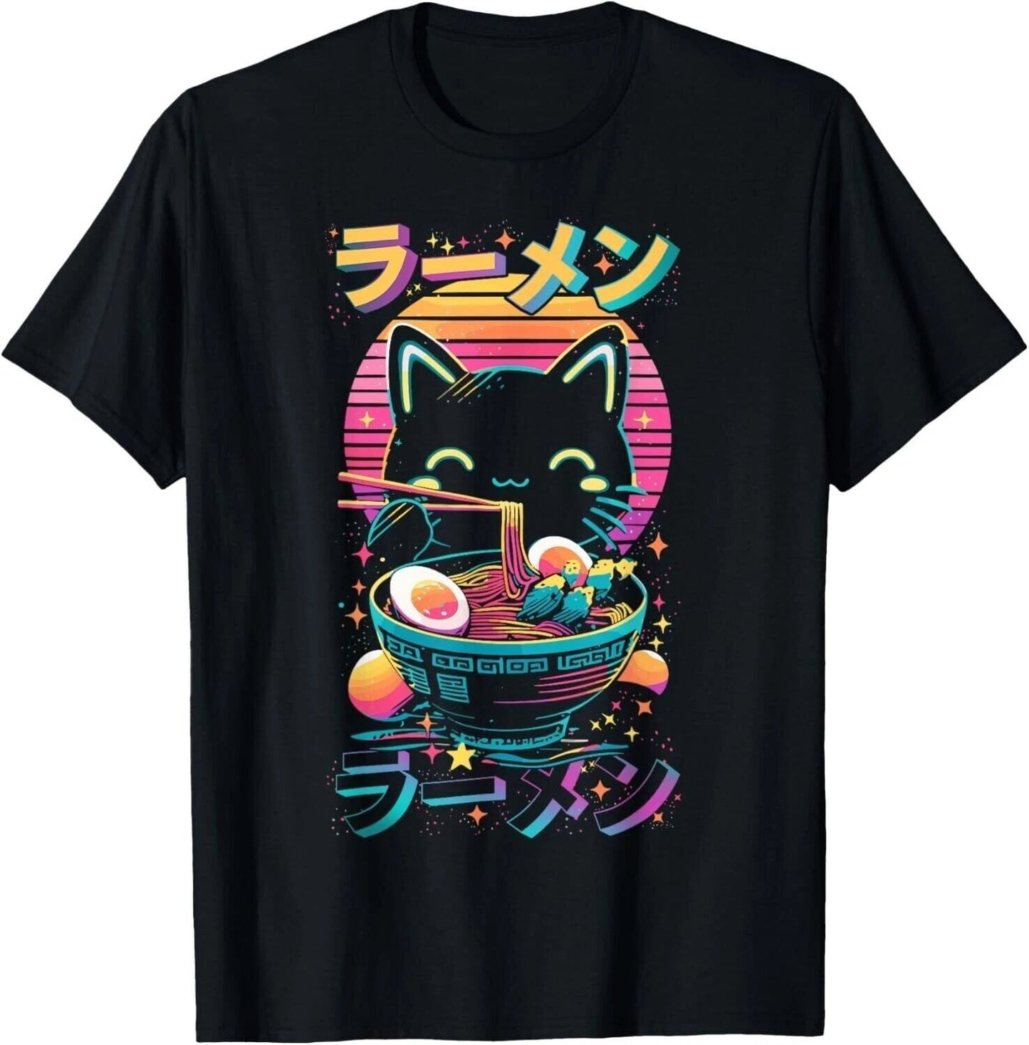 Anime Cat Eating Ramen Japanese Ramen Cat Japan Cat Unisex T-Shirt Gift
