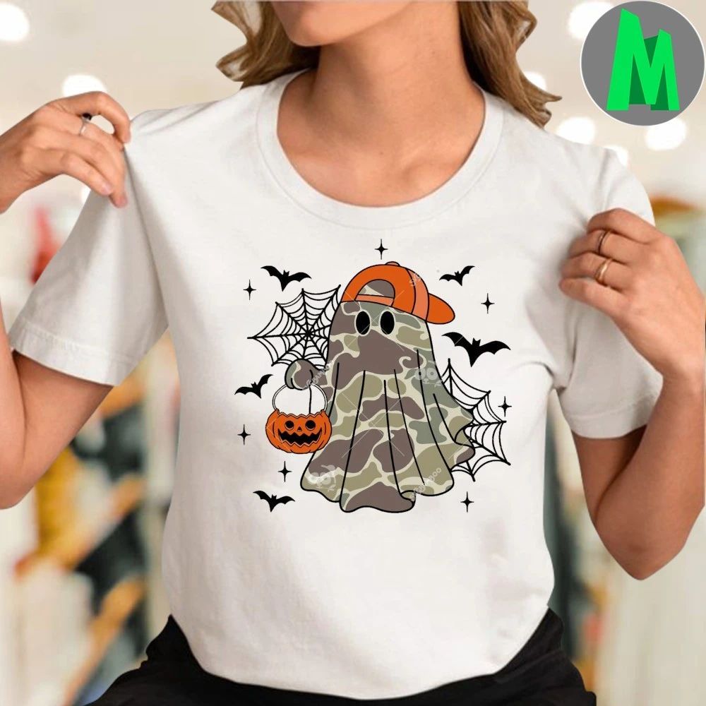 Boy Ghost Camo Halloween Ghost Pumpkin Spooky Shirt