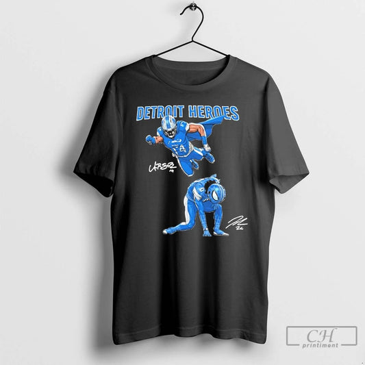 Classic Amon Ra St Brown And Jahmyr Gibbs Detroit Heroes 2025 T Shirts